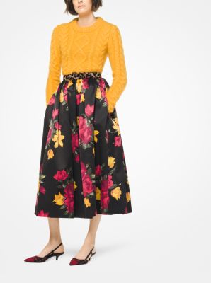 Floral Satin Duchesse Dance Skirt