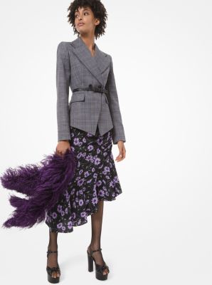 Daisy-Print Silk Crepe De Chine Asymmetric Skirt