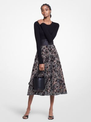 Floral Soutache Embroidered Lace Skirt