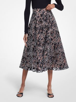 Floral Soutache Embroidered Lace Skirt