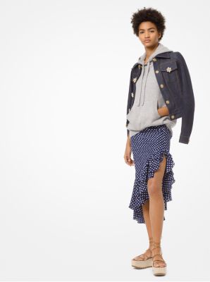 Polka Dot Crepe De Chine Rumba Skirt