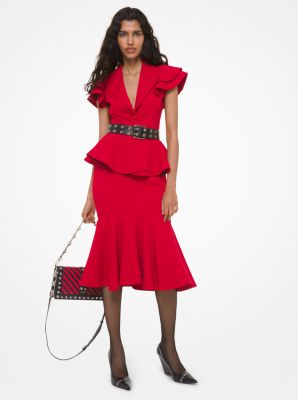 Jupe en double cr&ecirc;pe sabl&eacute; &agrave; volants