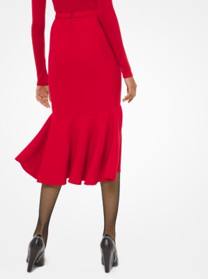 Jupe en double cr&ecirc;pe sabl&eacute; &agrave; volants