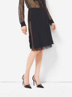 Silk Marocain and Chantilly Lace Skirt