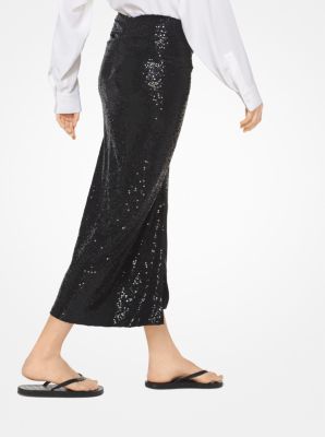 Tissue Matte-Jersey Sequined Sarong Skirt