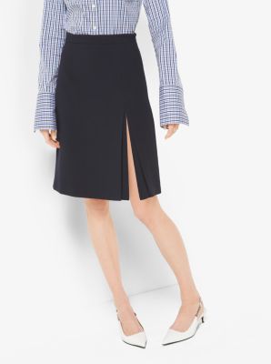 Wool-Crepe Broadcloth Slit Skirt | Michael Kors