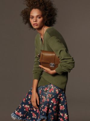 Floral Embroidered Frayed Denim Skirt