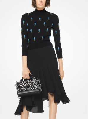 Silk-Georgette Asymmetrical Skirt