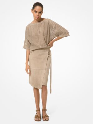 Bonded Suede Wrap Skirt | Michael Kors