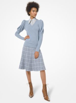 Glenplaid Wool Flared Skirt in VINTAGE STREAM WASH - Sale | Michael ...