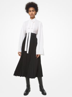 Wool Serge Pleated Skirt