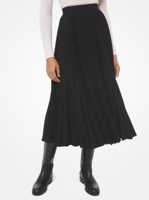 Wool Serge Pleated Skirt