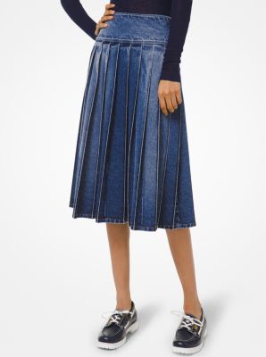 Denim Pleated Skirt | Michael Kors