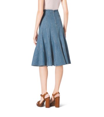 Washed Denim Trumpet Skirt