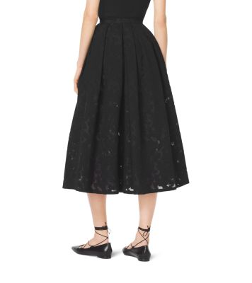 Pleated Floral Fil Coup&eacute; Dance Skirt