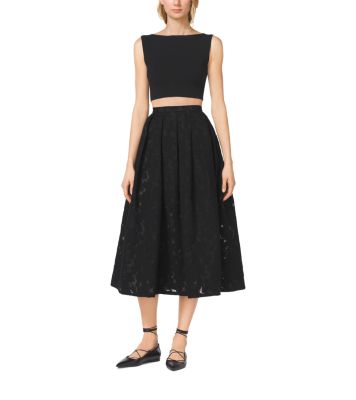 Pleated Floral Fil Coup&eacute; Dance Skirt