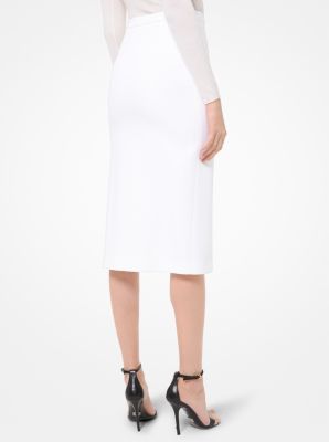 White crepe pencil outlet skirt