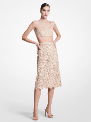 Hand Embroidered Paillette Floral Lace Skirt Michael Kors Canada