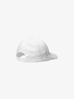 Logo Embroidered Cotton Baseball Hat in WHITE | Michael Kors