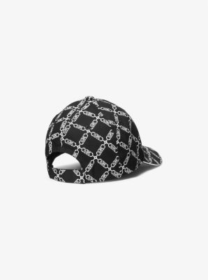 Empire Logo Print Cotton Baseball Hat in BLACK | Michael Kors