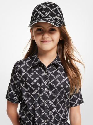 Empire Logo Print Cotton Baseball Hat in BLACK | Michael Kors