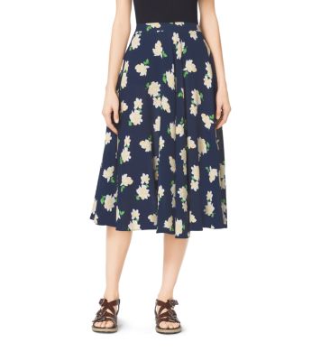 Camellia-Print Silk-Georgette Circle Skirt | Michael Kors