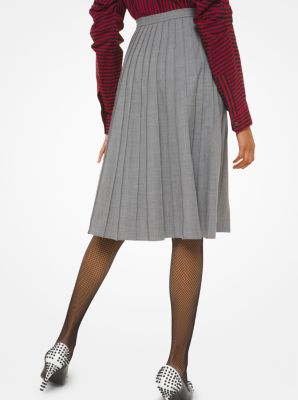 Stretch Tropical Wool Pleated Skirt