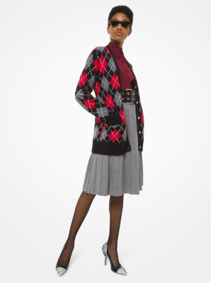 Stretch Tropical Wool Pleated Skirt