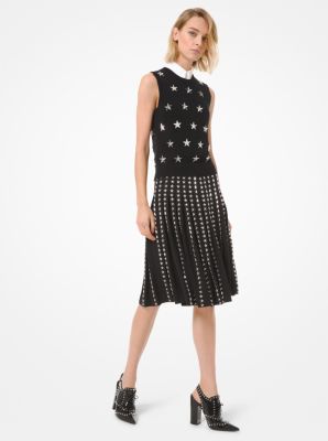 Star Studded Wool Serge Pleated Skirt image number 0