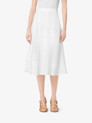 Seamed Linen-Crepe Skirt