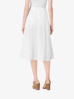 Seamed Linen-Crepe Skirt