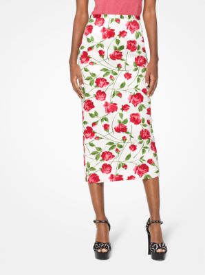 Rose Stretch Cady Pencil Skirt