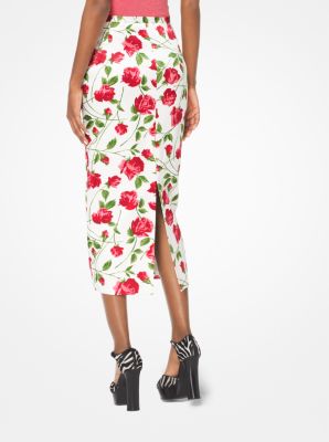 Rose Stretch Cady Pencil Skirt