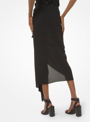 Silk Georgette Draped Sarong Skirt