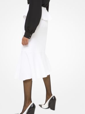 Crepe white 2024 ruffle skirt