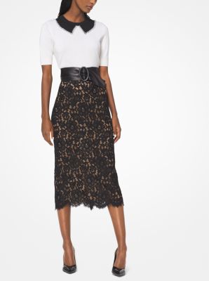 Floral Guipure Pencil Skirt Michael Kors 