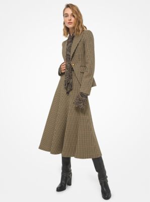 Guncheck Wool Flared Skirt