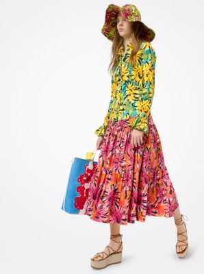 Sunflower Crushed Poplin Tiered Skirt