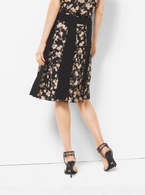 Floral Silk-Georgette Streamer Skirt