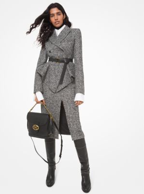 Herringbone Tweed Pencil Skirt in BLACK/WHITE | Michael Kors