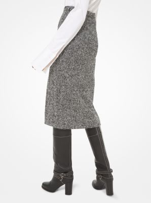 Herringbone Tweed Pencil Skirt in BLACK/WHITE | Michael Kors