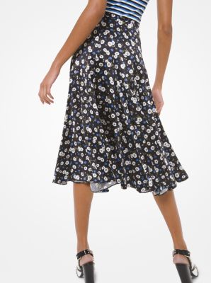 Floral Silk Charmeuse Dance Skirt