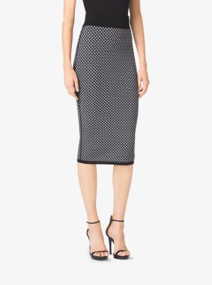 Diamond Jacquard Cotton and Wool Pencil Skirt