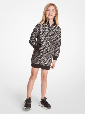 Robe en tricot extensible &agrave; logo m&eacute;tallis&eacute; et &agrave; fermeture &eacute;clair in NOIR | Michael Kors