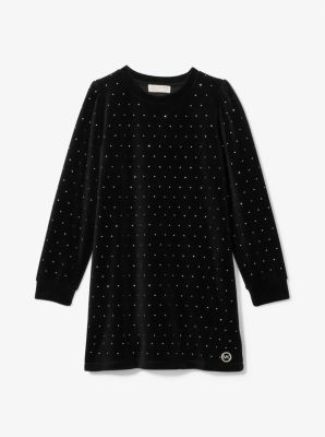 Robe en m&eacute;lange de velours et de coton &agrave; ornements