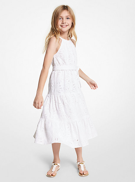 마이클 마이클 코어스 키즈 원피스 Michael Michael Kors Kids Floral Lace Belted Dress,WHITE