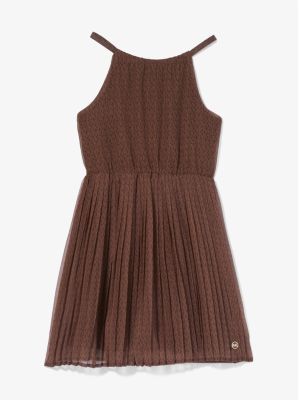 Signature Logo Print Pleated Dress