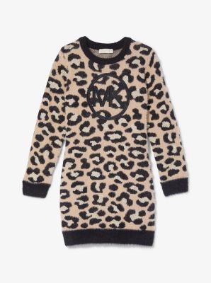 Vestido de jacquard con estampado de leopardo metalizado