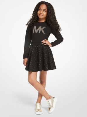 Embellished Logo Knit Sweatshirt Dress image number 0