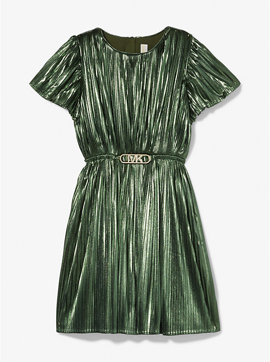Pleated Lamé Belted Dress image number 2